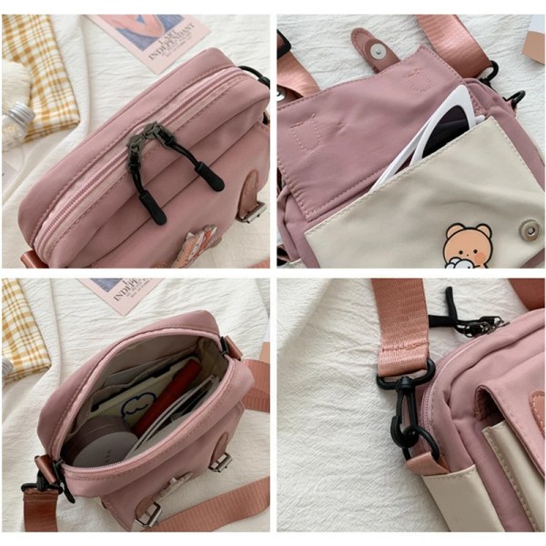 Crossbody Kvinna Ny söt tjej Canvas Student koreansk version Enaxel liten fyrkantig väska Multifunktionell matchande kors black