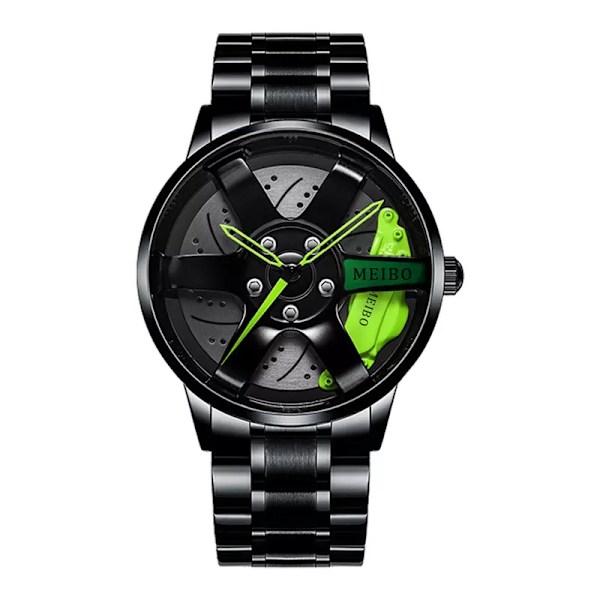 3D Sport Car Wheel Watch Nya armbandsur för män Mode Unik Watch Quartz Watch Lyxklockor green