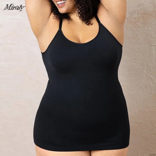 Seamless Shapewear Camisole Linne för kvinnor Scoop Neck Midja Magkontroll Bodyshaper Kompression Topp Väst Skjorta Body Shaper Black XXXL