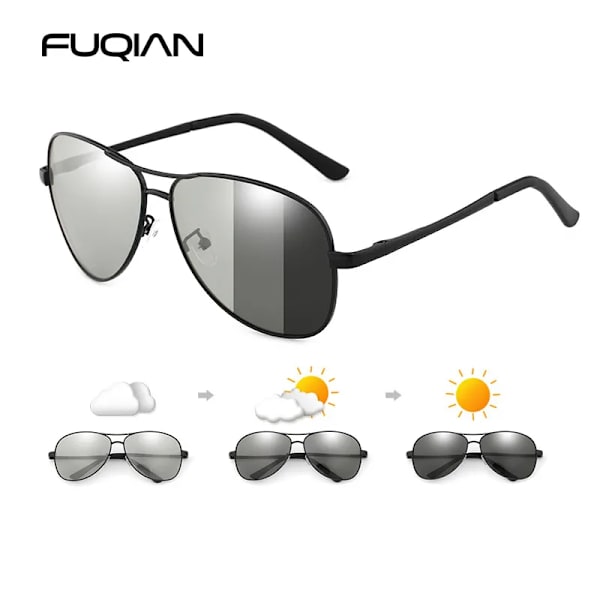 2022 Pilot Photochromic Solglasögon Män Kvinnor Mode Kameleont Polariserade Solglasögon Man Körning Byt färg Night Vision Silver-Photochromic Photochromic