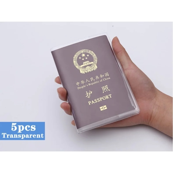 5st andra versionen Vattentät genomskinlig passhållare Korthållare PVC cover Kreditkortshållare 5pcs Transparent
