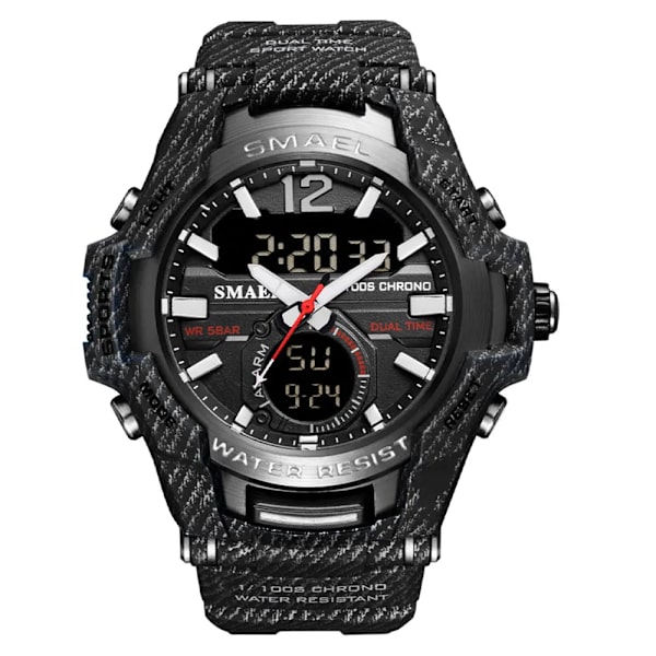 SMAEL Sport Digitala klockor för män Army Kamouflage Simning Armbandsur Väckarklocka Kalender LED Bakgrundsbelysning Dual Time Watch 1805 Denim black