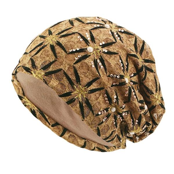 Sommar Turban i Spets med Pärlor för Kvinnor, Slapp Beanie Hatt, Bonnet, Andningsbar Huvudduk, Muslimsk Inner Hijab, Turbante Hatt Wine red