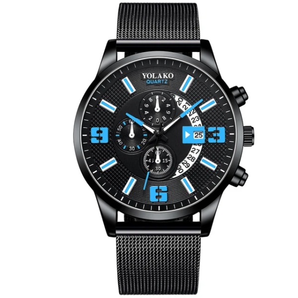 Mode Herrklockor Watch rostfritt stål Mesh Bälte Kvartsklocka Herr Business Casual Läderarmband Watch relogio masculino As Shown 14