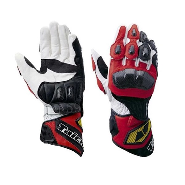 Taichi Motorcykel Racing Kolfiber Andningsbara Läderhandskar Off-Road Motorcykel Racing Perforerade Läder Skyddshandskar red M