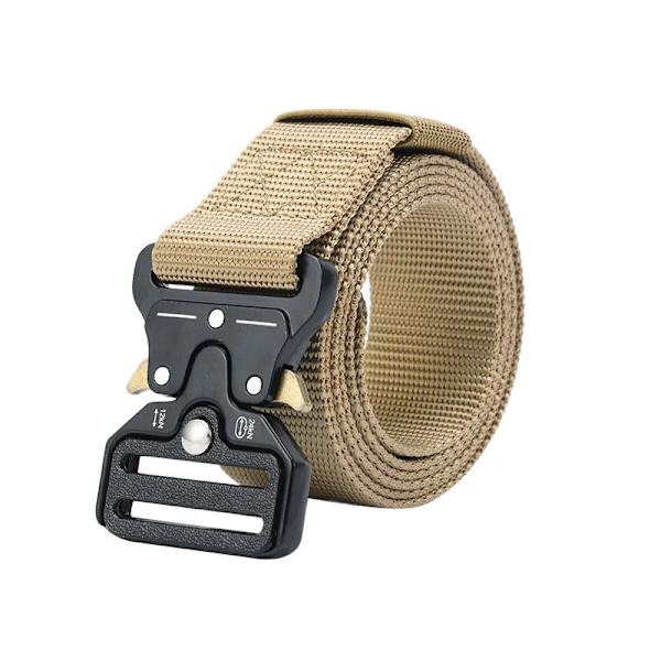 Army Style Stridsbälten Set Inkluderad Väska Krok Snabbkoppling Taktiskt bälte Herr Militär Canvas Utomhus Jakt Camping Trekking Khaki 125cm
