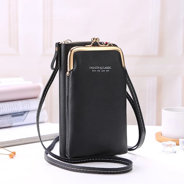 Kvinnor Telefon Crossbody Väska Pu Läder Mini Shoulder Messenger Bag Rese Bärbar myntväska Kortväska Väskor för flickor Plånböcker B Deep Gray