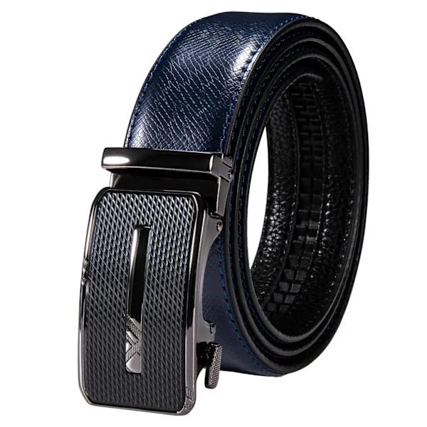Högkvalitativt märke herrbälten blå koläder Automatiska spännen Spärr midjeband Bälte för män Klänning Jeans Kostym Byxor Present 2263DME 130cm