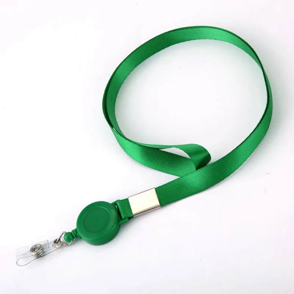 Work Badge Lanyard ID-kortshållare Business Kreditkortshållare Halsrem Lanyard Infällbar Badge Reel Card Cover Case green(.1014)