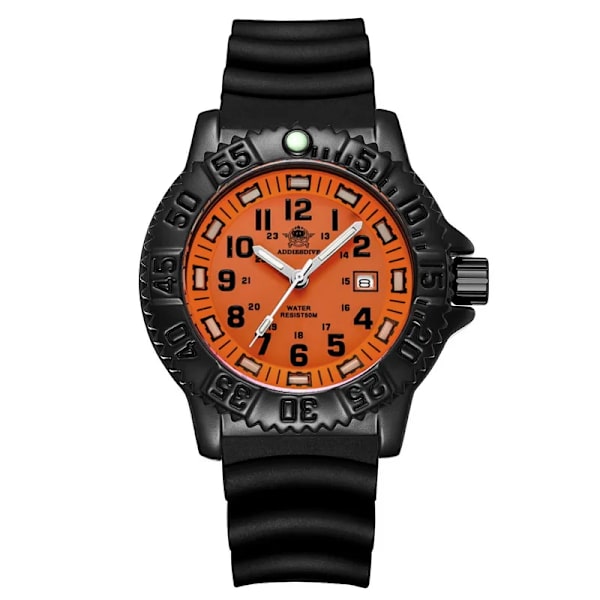 ADDIES Ny Orange Watch Sports Luminous Herrklocka Toppmärke Lyx Helt stål Quartz Klocka Vattentät Date Watch Herr 050-talet Silicone A