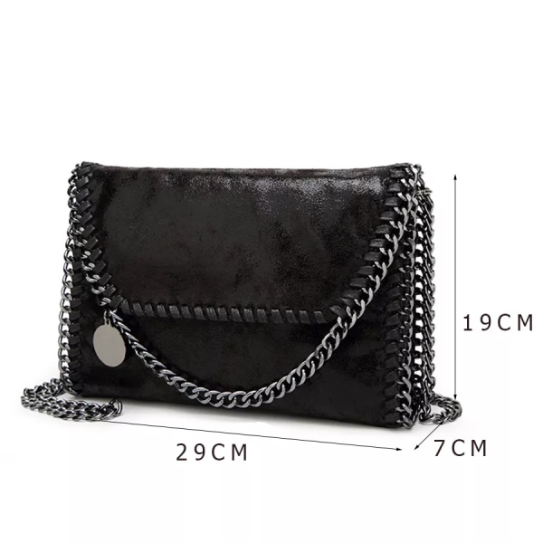 Damväska Handväskor Ny Casual Chain One-Soulder Messenger Bag Trendig Dam Liten Flik Cross Body Väskor Kopplingsväskor sac a main black goldchain 29 X 7 X 19 CM