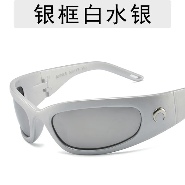 2023 New Moon rektangulära solglasögon för kvinnor Man Vintage Utomhuscykling Sport Hip Hop Punk Solglasögon UV400 Trend Kvinna C12