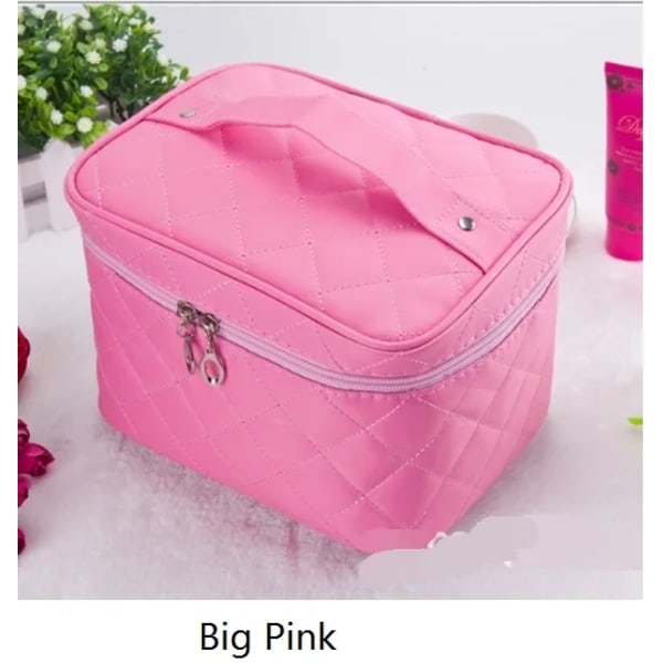 Kosmetiklåda 2022 kvinnlig Quiltad professionell kosmetisk väska dam förvaringshandväska med stor kapacitet resor necessär sminkväska ML1 big pink