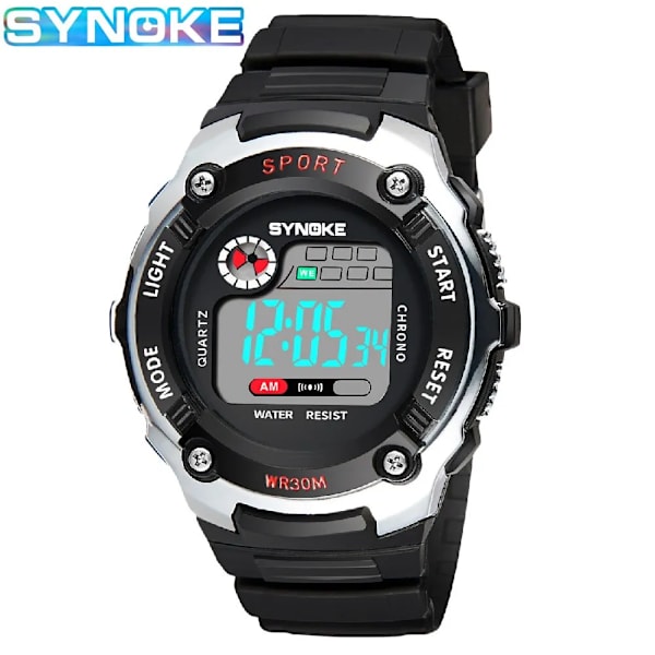 SYNOKE Elektronisk watch för män Watch Multifunktion Militärsport Vattentät Lysande LED Digital Studentmode blue