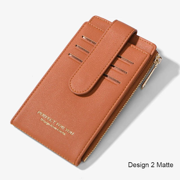 RFID Kvinnor Korthållare Mjukt läder Myntväska Plånböcker Kvinnliga Kreditkort Plånbok Dam Dubbel Dragkedja Mini Clutch Väskor Design2 Brown