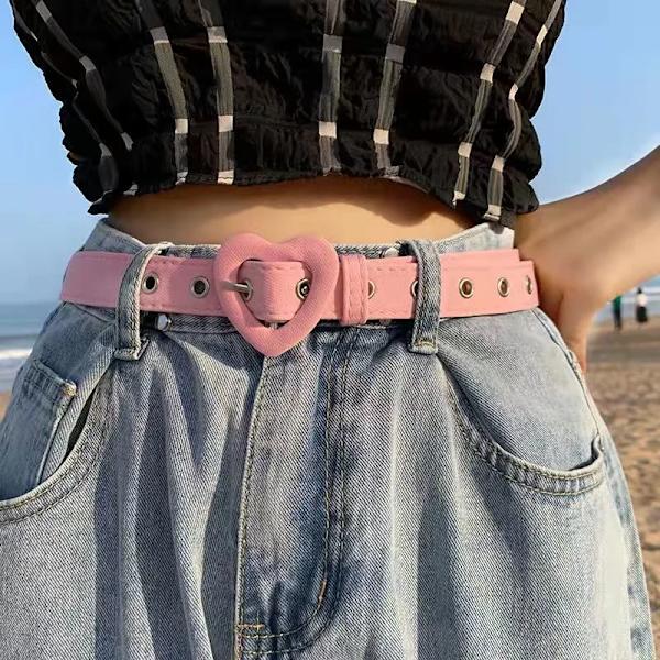 Kawaii Princess Jeans Ny Sweetheart Spänne Justerbar Dam Flerfärgad Dekoration Söt Hjärtbälte Punk Koreansk Sommar Y2k Bälte A 100cm