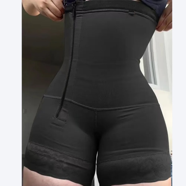 Fajas Colombianas Body med dragkedja på sidan Magkontroll Underkläder Hög kompression waist trainer Body Shaper Skims Black S