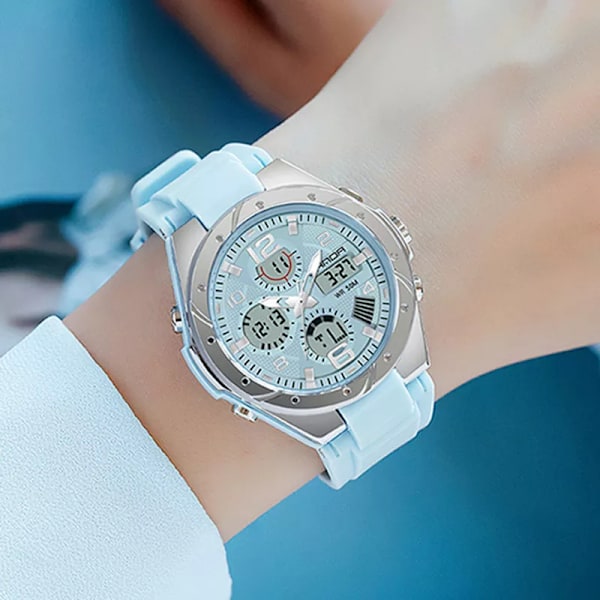 Lyx Rose Gold Damer Män Digitala klockor Mode rostfritt stål LED Elektronisk armbandsur Vattentät sportklocka reloj mujer blue 2