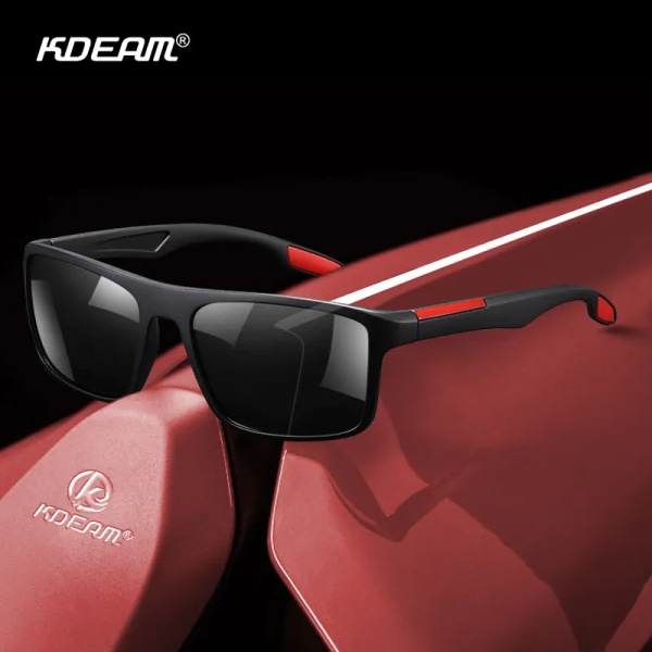 KDEAM Rectangular Ultra Light TR90 Solglasögon Män Polariserad TAC 1,1 mm Tjocklek Lins Solglasögon Kvinnor Sport Man KD101 C7 Red No packaging