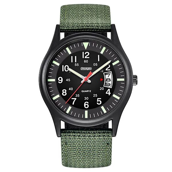Mode Herr Nylon Klockor Lyx Herr Army Militär Quartz Watch Kalender Datum Armbandsur Relogio Masculino Military Green