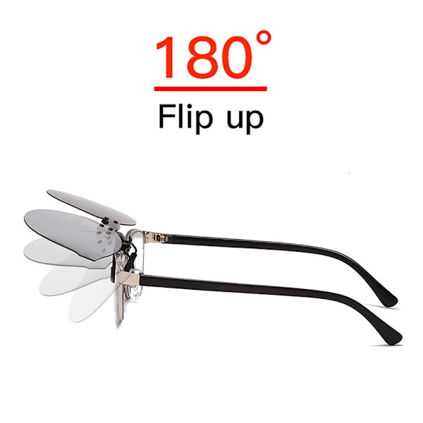 VIVIBEE fyrkantsspegel för män Flip-up Clip on Polarized Night Vision Körglasögon UV400 Dam Solglasögon Fiske Närsynt 1 Grey Without Plastic Case