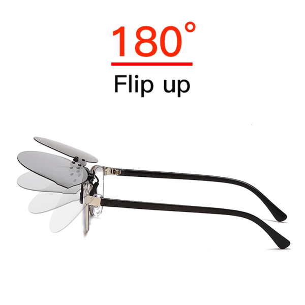 VIVIBEE fyrkantsspegel för män Flip-up Clip on Polarized Night Vision Körglasögon UV400 Dam Solglasögon Fiske Närsynt 4 Mirror Red Without Plastic Case