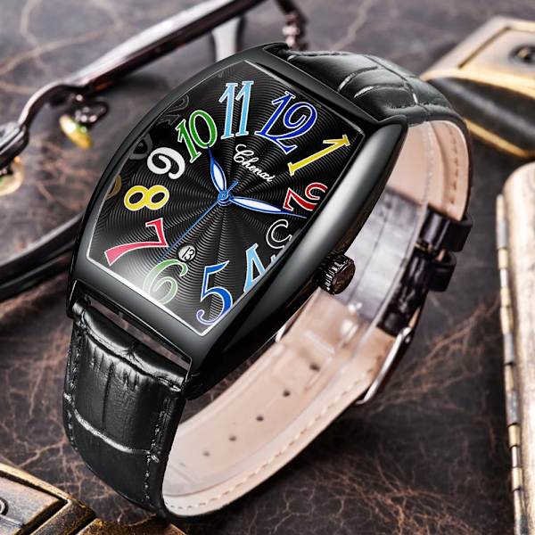 Ny CHENXI Top Märke Lyx Herrklockor Man Klockor Date Business Klocka Läderarmband Quartz Armbandsur Watch Present 8217 Brown White