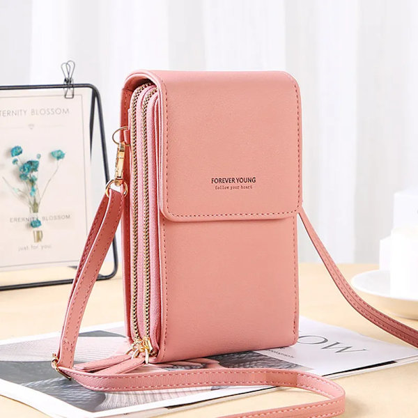 Buylor Bolsas Damväska Trend Handväskor Mjuka läderplånböcker Pekskärm Mobilväska Mode Crossbody-axelväskor pink 1 11x5x19CM
