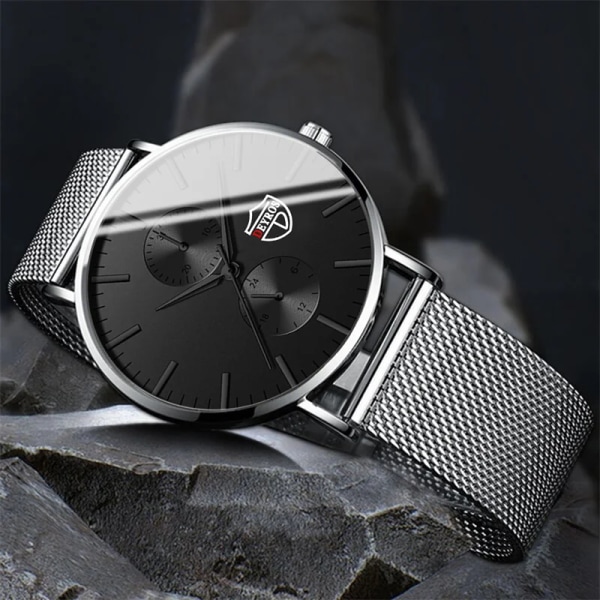 reloj hombre 2023 Herrmode Ultratunna klockor Herr Business Casual Rostfritt stål Mesh bälte Quartz Watch relogio masculino As Shown 5