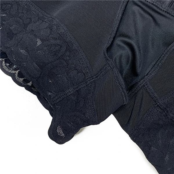 Högkompression helkroppsformkläder med krok och öga Frontstängning Shaper Justerbar BH Slimming Bodysuit Fajas Colombianas Black M