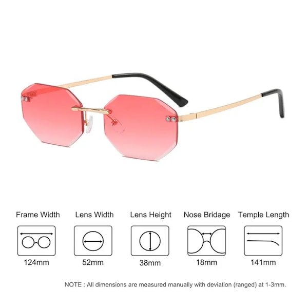 CATERSIDE Fashion Lady Solglasögon Irregular Trend Solglasögon utan bågar Polygon Small Ram Glasögon Oculos De Sol UV400 C04 As Photos Showing
