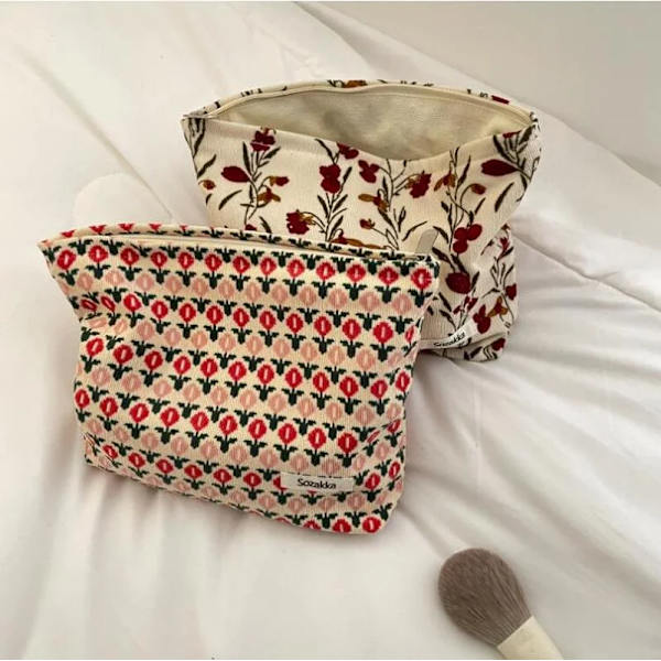Mode manchester kosmetisk väska Retro print kosmetisk väska Bärbar tvättväska Kvinnor Resor kosmetisk väska Skönhet förvaringsväska c