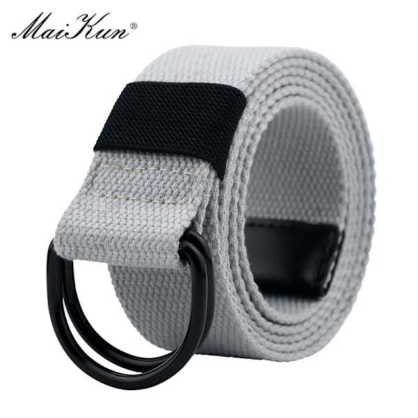 Maikun Tactical Canvas Herrbälte Högkvalitativ unisex dubbel D-ringsspänne Midjeband Casual Canvas Dambälte Tyg för jeans Grey 110cm