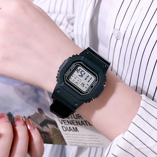 Mode Män Dam Klockor Guld Casual Transparent Digital Watch Lover's Gift Clock Barn Barnarmbandsur Kvinnlig klocka 176 black