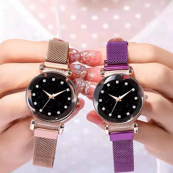 Dam Magnetic Starry SHS Clock Lyx Damklockor Mode Diamond Kvinnlig Quartz Armbandsur Relogio Feminino Zegarek Damski shu zi hong