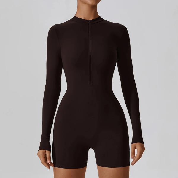 Woo Store Every Day Kvinnor Bodysuits Seamless Body Shapers Jumpsuits Shapewear Långa ärmar Lätt att bära Butt Lifter WSSS-37 Coffee XL 60-65Kg