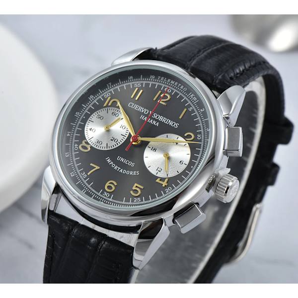 CYS-Historiador Watch Multifunktionell Lyx Date Watch Mode Klassisk Top Läderrem Vattentät Kvarts Watch blue