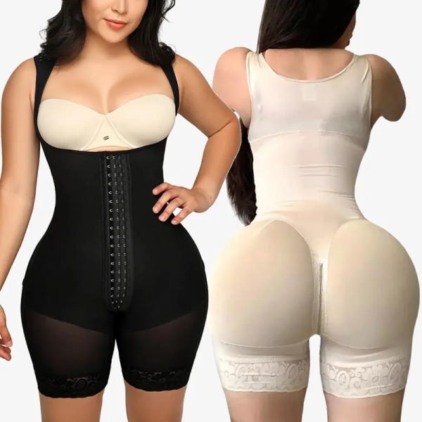 Fajas Reductoras Body Shaper Slimming Slida Flat Belly Shapewear Magkontroll Body Efter förlossning livstycken Gördlar Kvinna Korsett Ivory XXL
