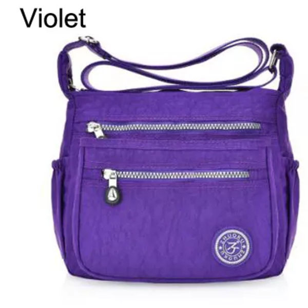 Nylon Kvinnor Messenger Väskor Liten handväska Axelväska Kvinna Crossbody Väskor Handväskor Hög kvalitet Bolsa Tote Beach Violet