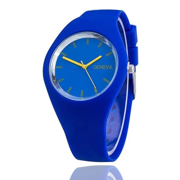 Mode Jelly Watch Kvinnor Casual Genève Sport Klockor reloj mujer Quartz Armbandsur Herrklocka watch hombre Blue