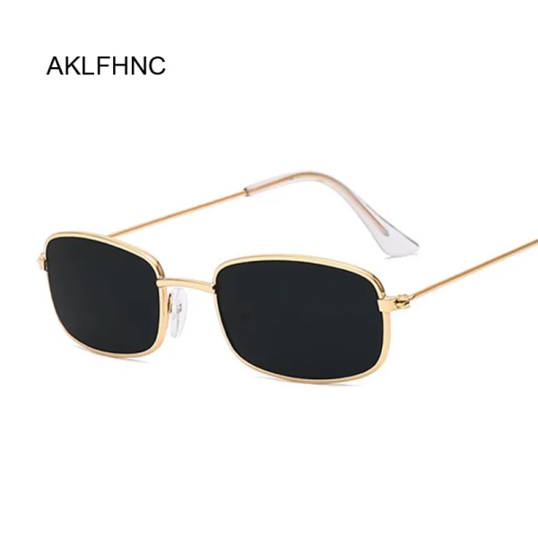 Rektangulära solglasögon Man Kvinna Märke Designer Solglasögon Man Kvinnlig Mode Sommar Gafas Feminino Oculos De Sol GoldRed