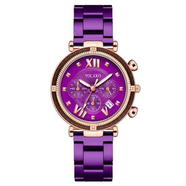 Mode oregelbundna klockor Dam Kvinnor Lyx Enkel Analog Quartz Watch Dam Stål Vattentät Business kalender Armbandsur Purple