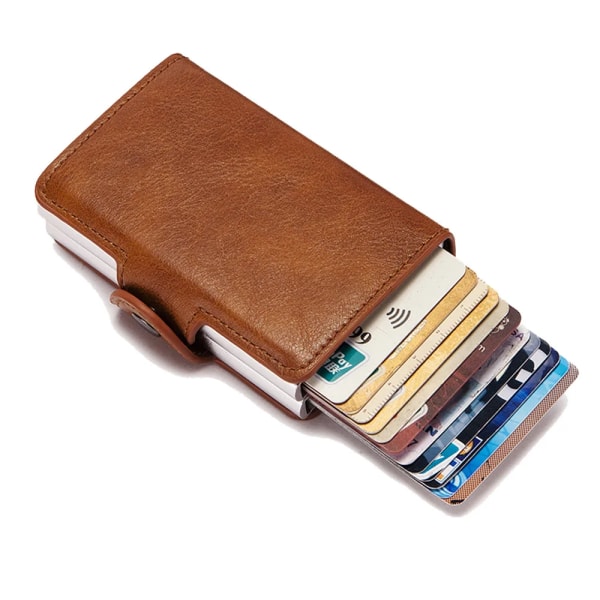 Rfid-korthållare för män Kolfiber vintage läderkreditkortshållare för män Mini-plånbok för pengar Brown