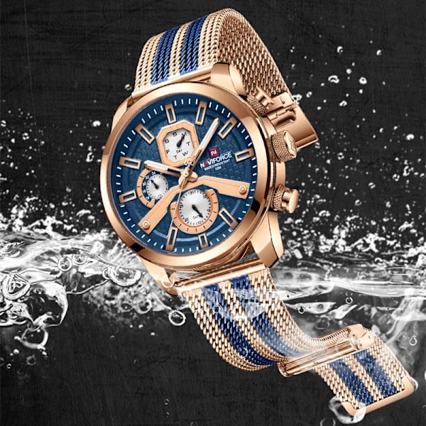 NAVIFORCE Kalenderklockor för män Casual Watch för män Quartz Armbandsklocka i rostfritt stål Watch Masculino 2022 RGBE-BOX