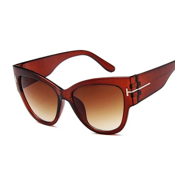 Cat Eye Retro Solglasögon Kvinna Mode Vintage Solglasögon Kvinnligt varumärke Designer Liten ram Sexig Gradient Oculos De Sol Brown