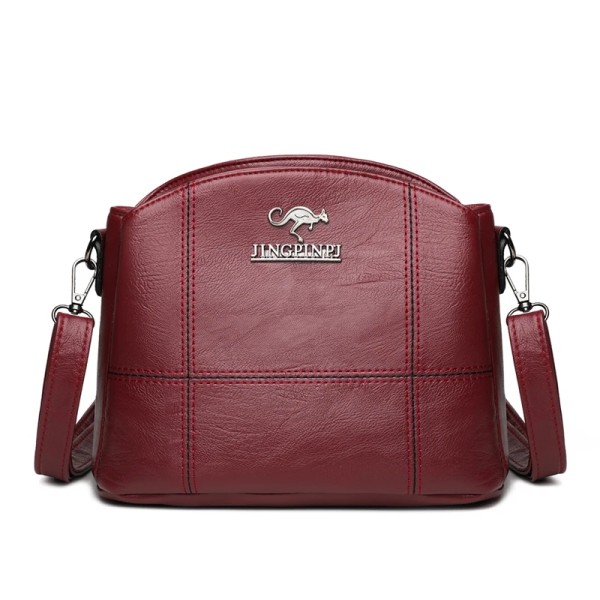 Små crossbody-väskor i massivt läder för kvinnor Nya enkel väska med flera fickor, designer Casual axelväskor Sac A Main Burgundy-1