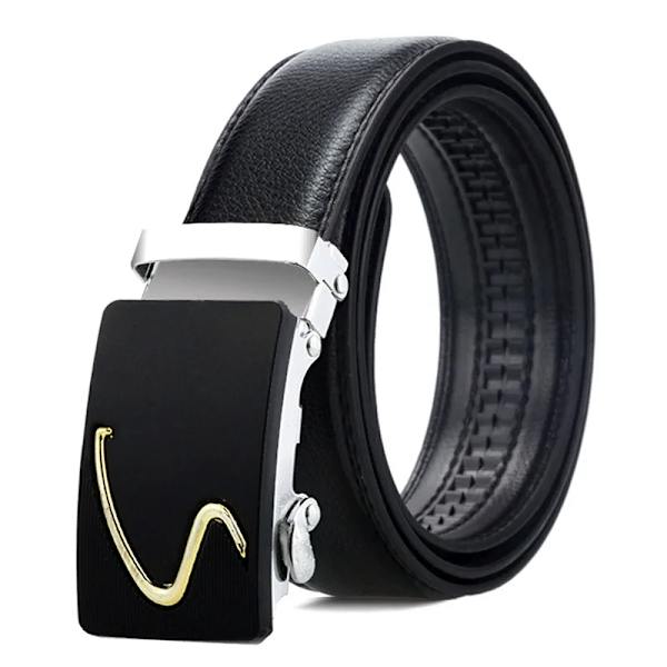 Ny stil 120 cm herrbälte med automatiskt spänne Lyxigt Casual Fashion Business Högkvalitativa midjeband i konstläder Black Gold1-120cm 120cm