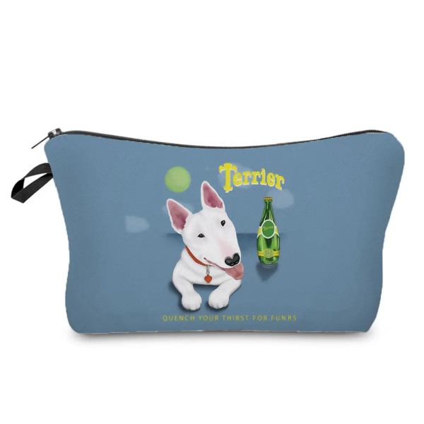 Rolig Bull Terrier Dog Kosmetikväska för resor Toalettväska Case Barn Print Sminkväska för kvinnor hz4430 Dog Bag