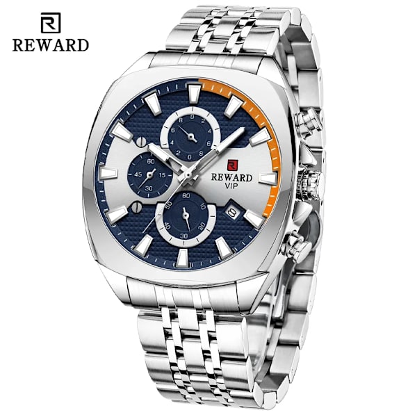 REWARD Herrklockor Toppmärke Lyx Rostfritt stål Kronograf Watch För Herr Mode Datum Vattentät Klocka Reloj Hombre Black