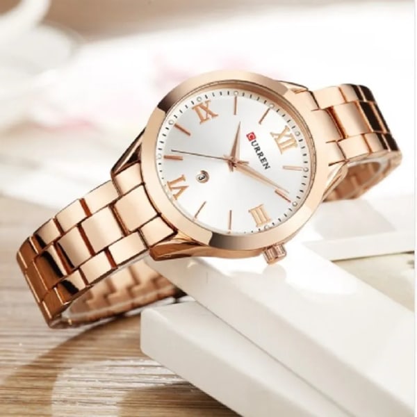 CURREN Watch Damklockor Damklockor 9007 stål Damarmband Klockor Damklocka Relogio Feminino Montre Femme rose white box